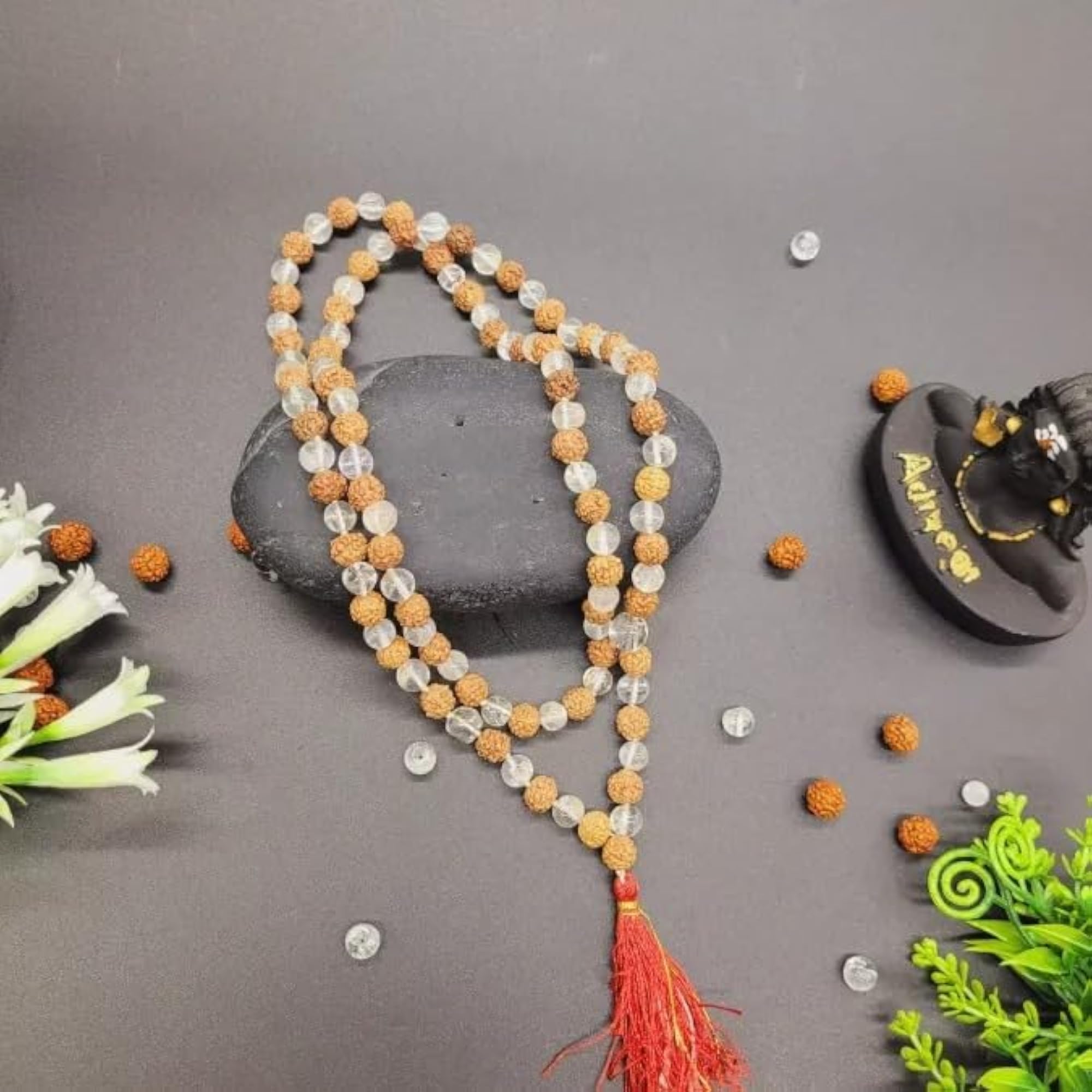 Rudraksha-Sphatik Mala Necklace for Meditation & Spirituality